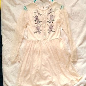 Charlotte Russe - Long Sleeve Lace Embroidered Dress NWT